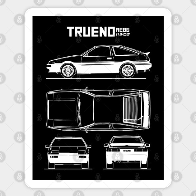 AE86 Toyota Trueno Blueprint Magnet by Industree Designs